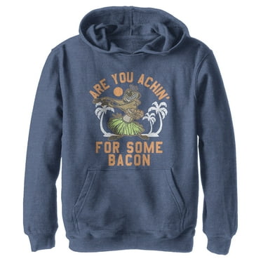Boy's Lion King Achin for Some Bacon  Pull Over Hoodie Navy Blue Heather Medium