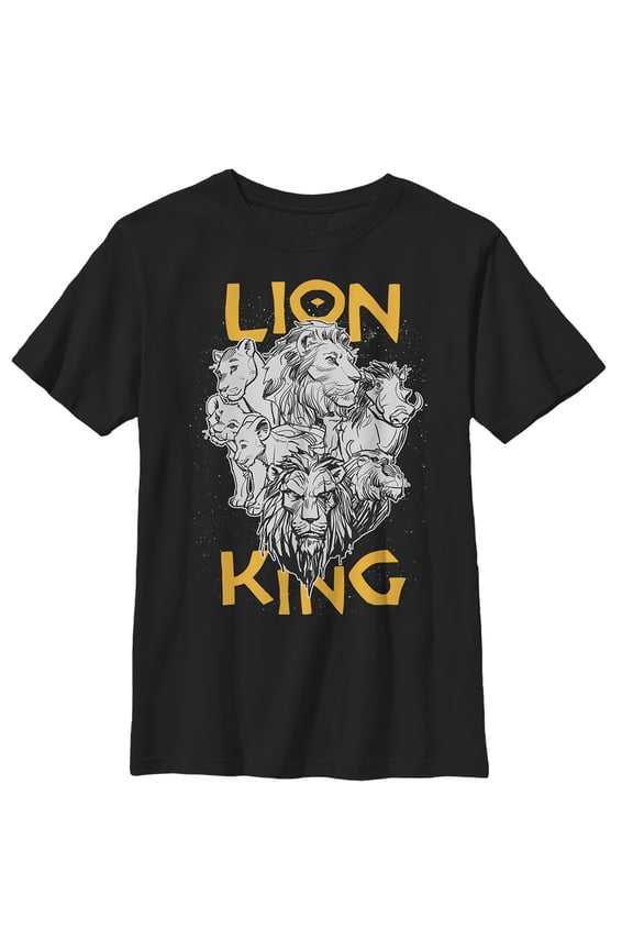 Boy's Lion King Animal Kingdom Crew Graphic Tee Black X Small