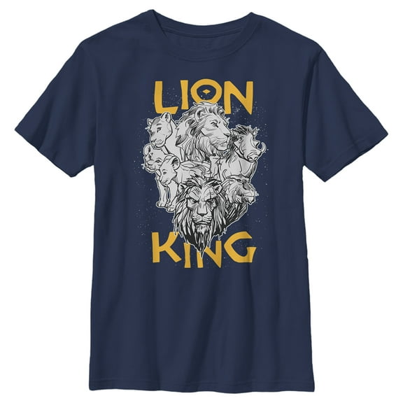 Boy's Lion King Animal Kingdom Crew  Graphic Tee Navy Blue X Small