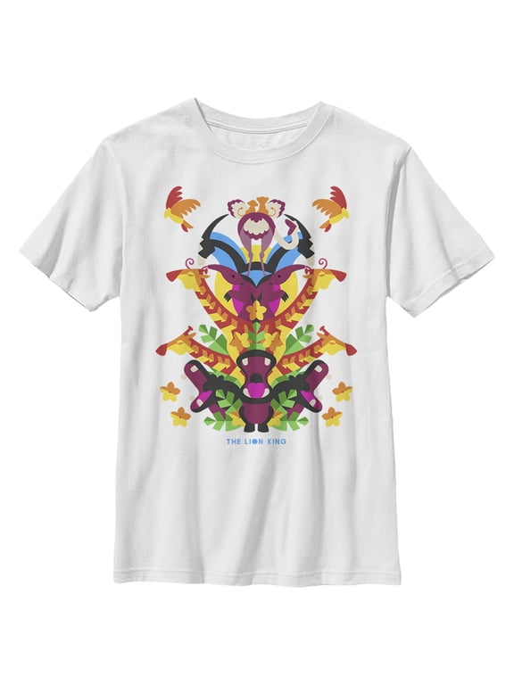 Boy's Lion King Artistic Animal Pyramid Graphic Tee White Medium