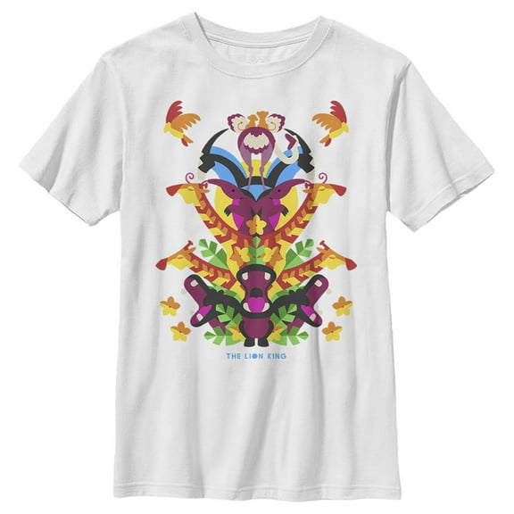 Boy's Lion King Artistic Animal Pyramid Graphic Tee White Small
