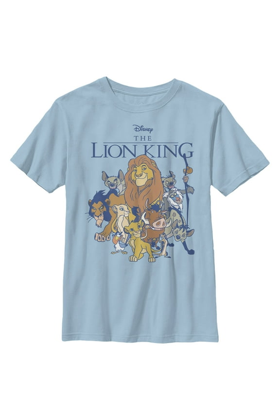 Boy's Lion King Character Group Shot Graphic Tee Light Blue Medium