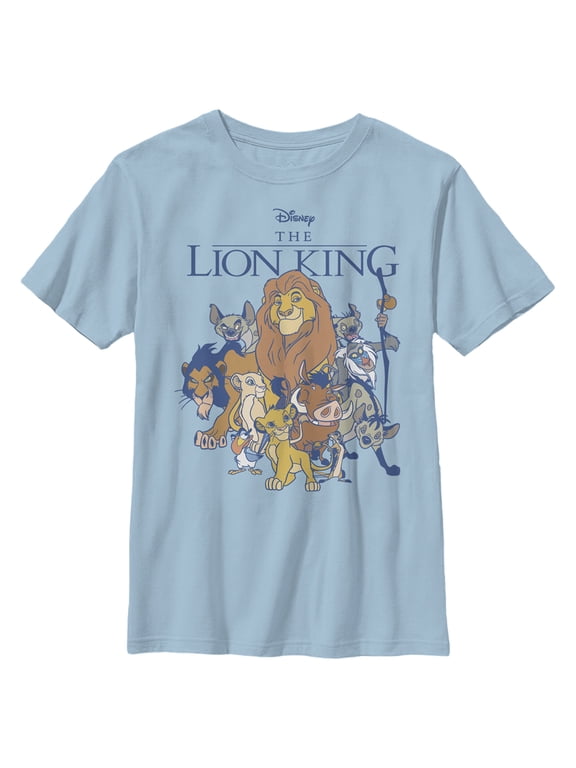 Boy's Lion King Character Group Shot Graphic Tee Light Blue X Large