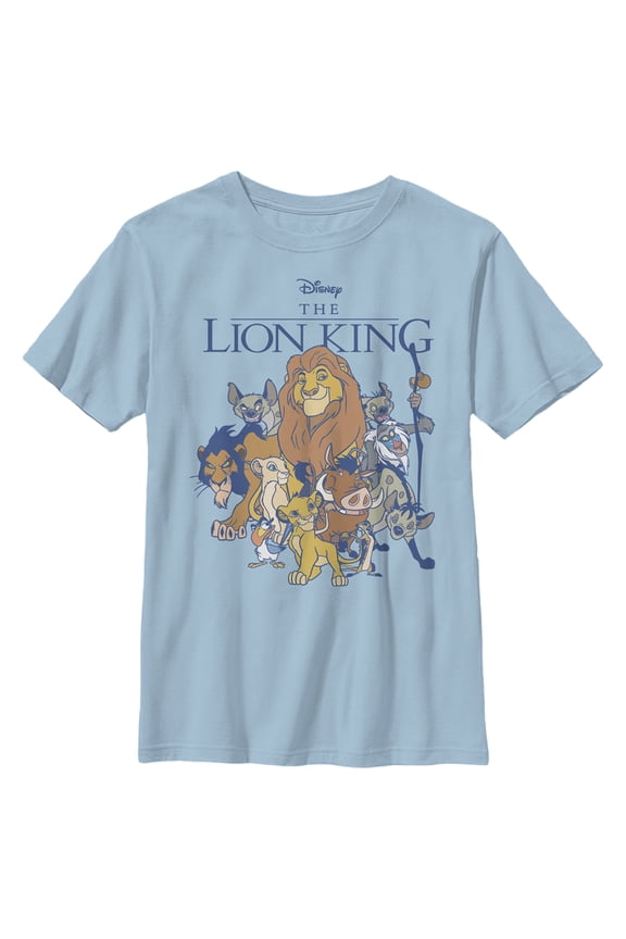 Boy's Lion King Character Group Shot Graphic Tee Light Blue X Small