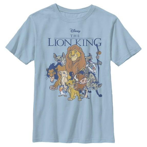 Boy's Lion King Character Group Shot Graphic Tee Light Blue X Small