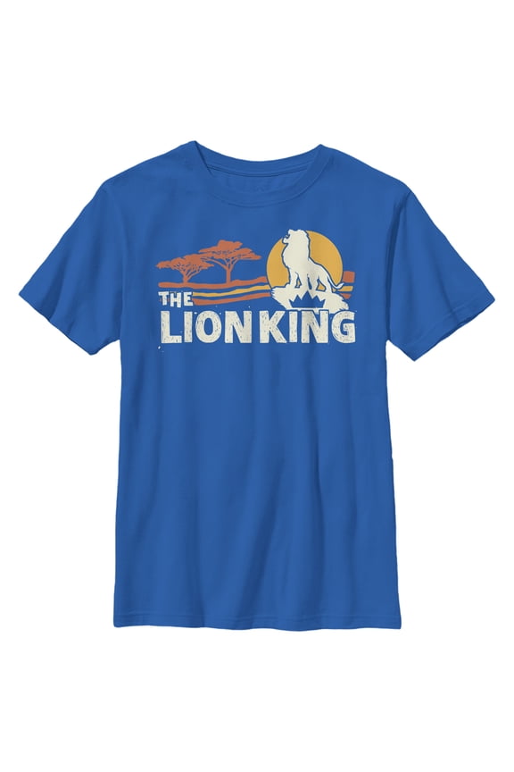 Boy's Lion King Classic Pride Lands Graphic Tee Royal Blue Small