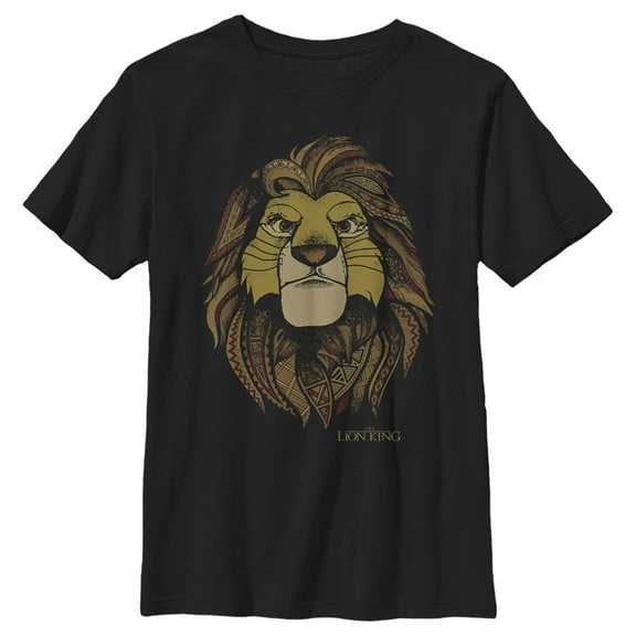 Boy's Lion King Decorative Noble Simba  Graphic Tee Black X Large