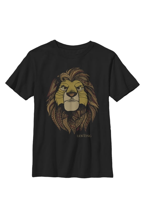 Boy's Lion King Decorative Noble Simba Graphic Tee Black X Small