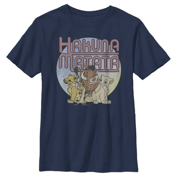 Boy's Lion King Distressed Best Friends Group Shot Graphic Tee Navy Blue Medium