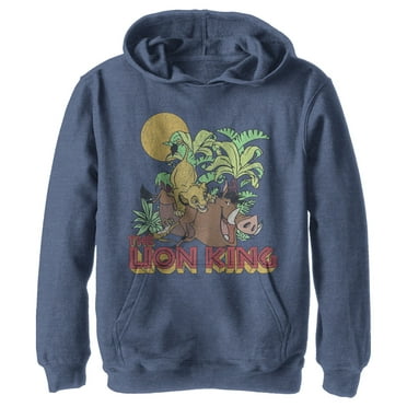 Boy's Lion King Famous Trio Besties  Pull Over Hoodie Navy Blue Heather Medium