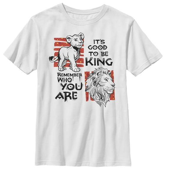 Boy's Lion King Good to Be King  Graphic Tee White Large
