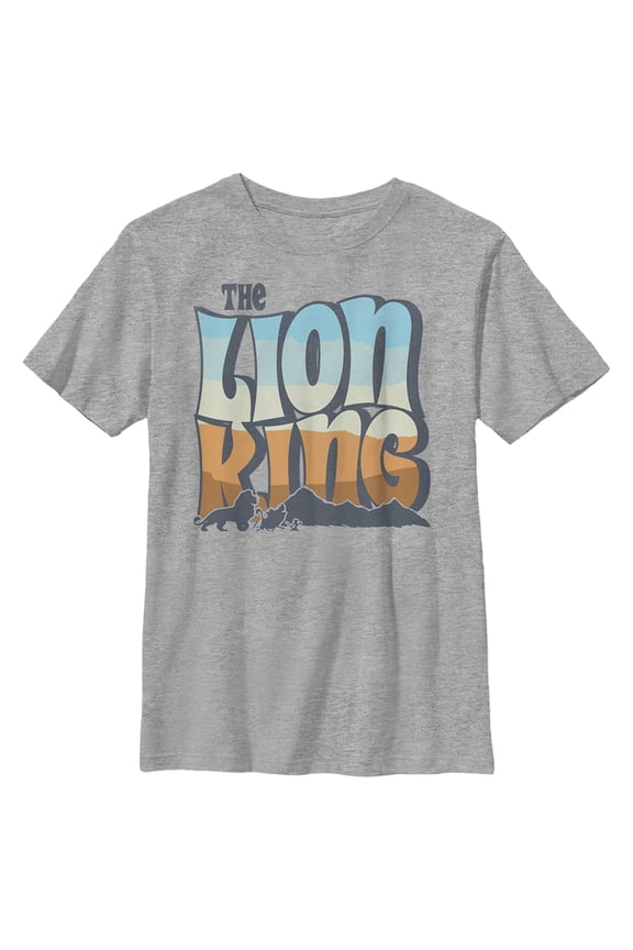 Boy's Lion King Groovy Silhouette Logo  Graphic Tee Athletic Heather Medium