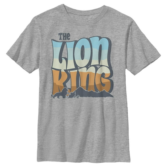 Boy's Lion King Groovy Silhouette Logo Graphic Tee Athletic Heather Small