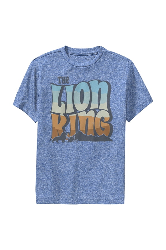 Boy's Lion King Groovy Silhouette Logo Performance Graphic Tee Royal Blue Heather X Large