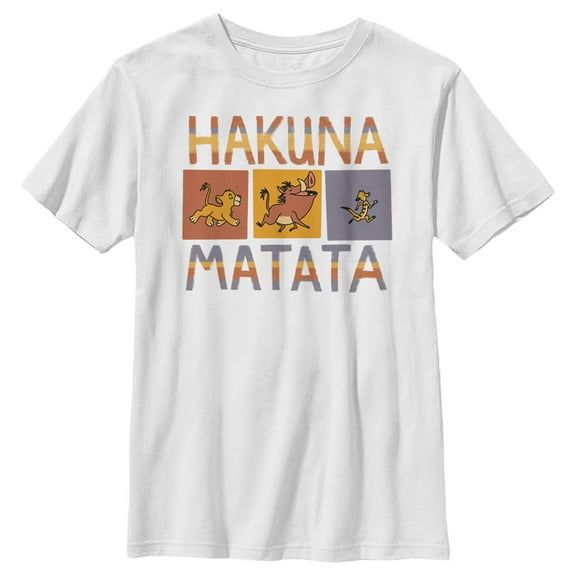 Boy's Lion King Hakuna Matata Boxes Graphic Tee White Small