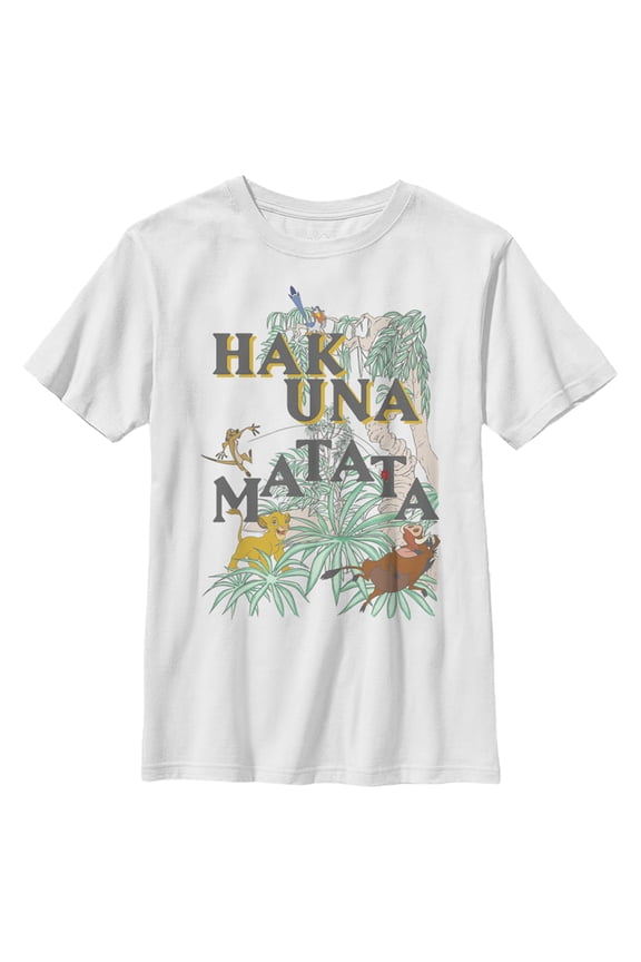 Boy's Lion King Hakuna Matata Colorful Oasis  Graphic Tee White X Large