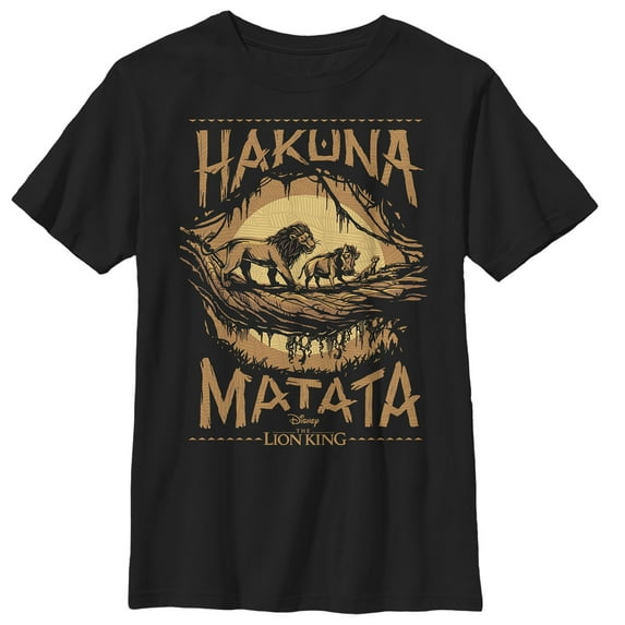 Boy's Lion King Hakuna Matata Jungle Trio Graphic Tee Black X Small