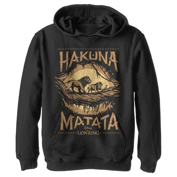 Boy's Lion King Hakuna Matata Jungle Trio Pull Over Hoodie Black Small