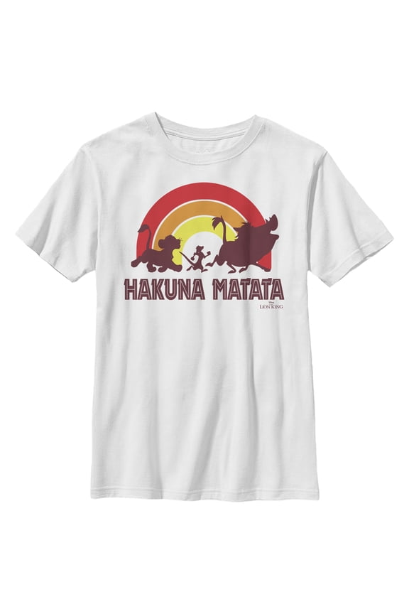 Boy's Lion King Hakuna Matata Rainbow Graphic Tee White Large