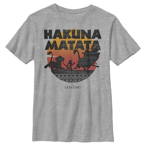 Boy's Lion King Hakuna Matata Sunset Circle Graphic Tee Athletic Heather Medium