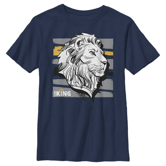 Boy's Lion King Mufasa Stripe Profile Graphic Tee Navy Blue X Small