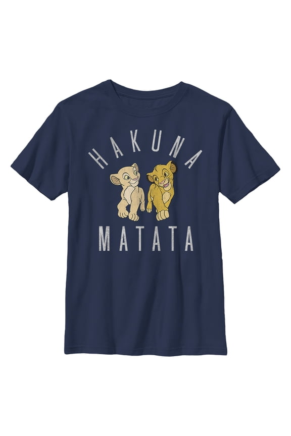 Boy's Lion King Nala and Simba Distressed Graphic Tee Navy Blue X Small