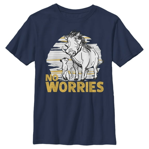 Boy's Lion King No Worries Besties  Graphic Tee Navy Blue X Large