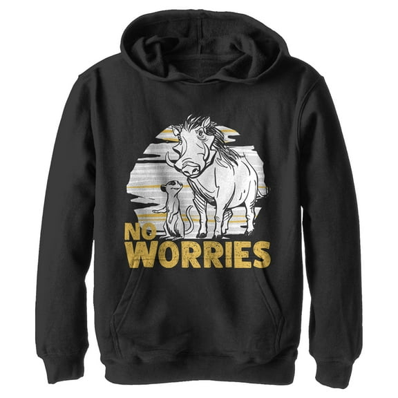 Boy's Lion King No Worries Besties Pull Over Hoodie Black X Large