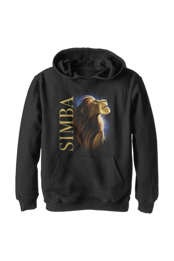 Boy's Lion King Noble Simba Pose Pull Over Hoodie Black Medium