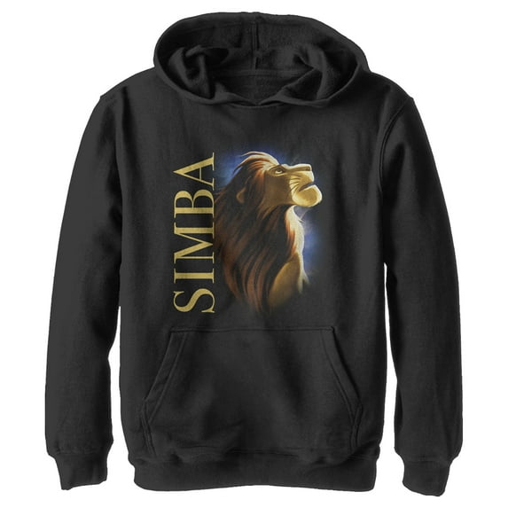 Boy's Lion King Noble Simba Pose Pull Over Hoodie Black X Large