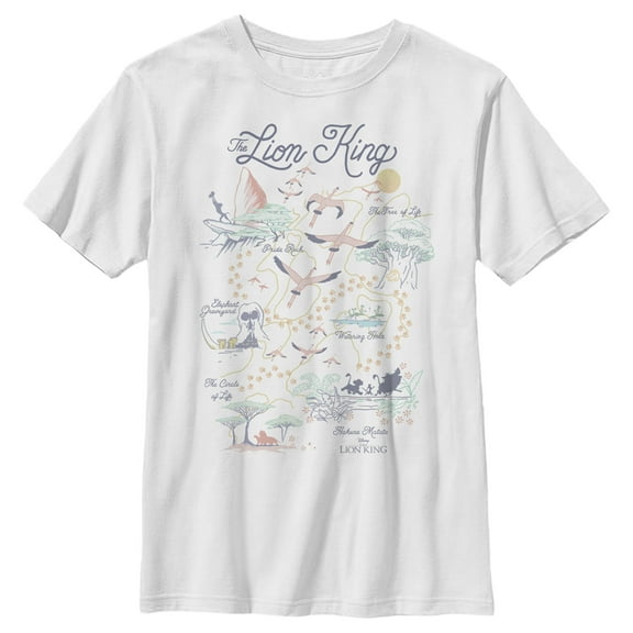 Boy's Lion King Pride Land Map Graphic Tee White X Small