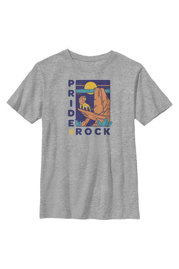 Boy's Lion King Pride Rock Badge  Graphic Tee Athletic Heather Medium