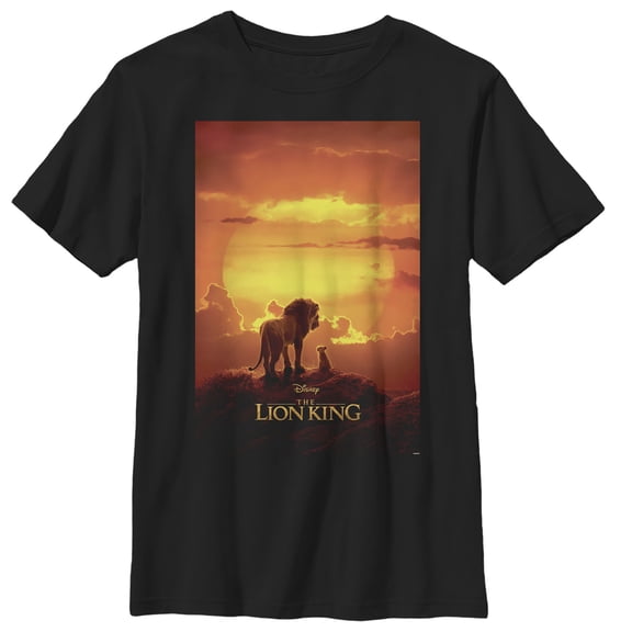 Boy's Lion King Pride Rock Movie Poster  Graphic Tee Black Medium