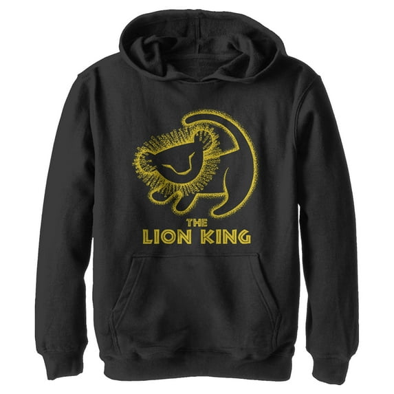 Boy's Lion King Rafiki Drawing Pull Over Hoodie Black Large