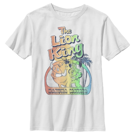 Boy's Lion King Retro Best Friend Frame Graphic Tee White Medium