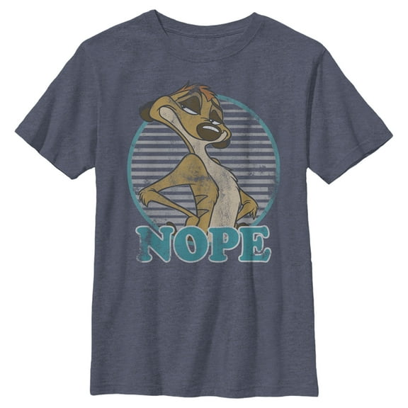 Boy's Lion King Retro Nope Timon  Graphic Tee Navy Blue Heather Small