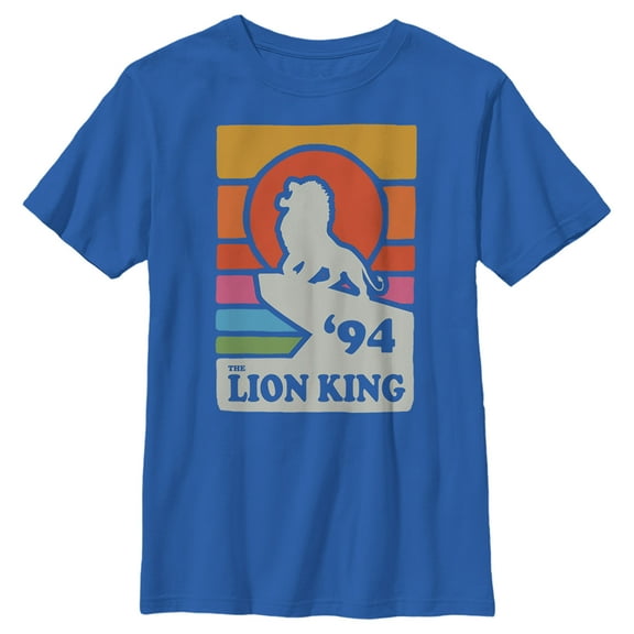 Boy's Lion King Retro Rainbow '94 Silhouette  Graphic Tee Royal Blue Small