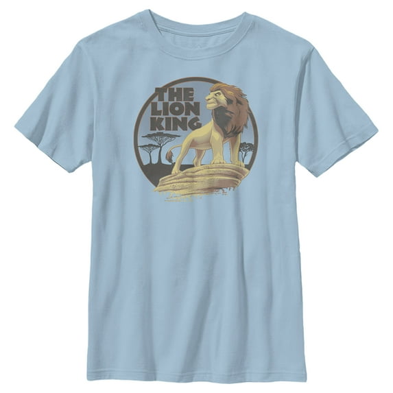 Boy's Lion King Retro Simba on Pride Rock Graphic Tee Light Blue X Small