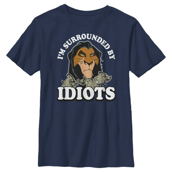 Boy's Lion King Scar I'm Surrounded By Idiots Graphic Tee Navy Blue Large