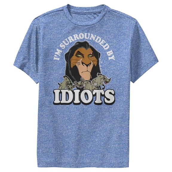 Boy's Lion King Scar I'm Surrounded By Idiots Performance Graphic Tee Royal Blue Heather Large
