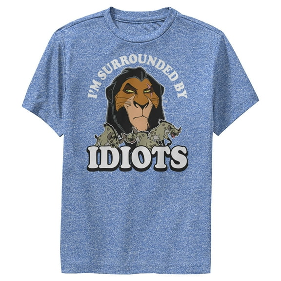 Boy's Lion King Scar I'm Surrounded By Idiots  Performance Graphic Tee Royal Blue Heather Medium
