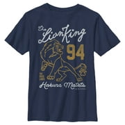 Boy's Lion King Simba Athletic Jersey  Graphic Tee Navy Blue X Large