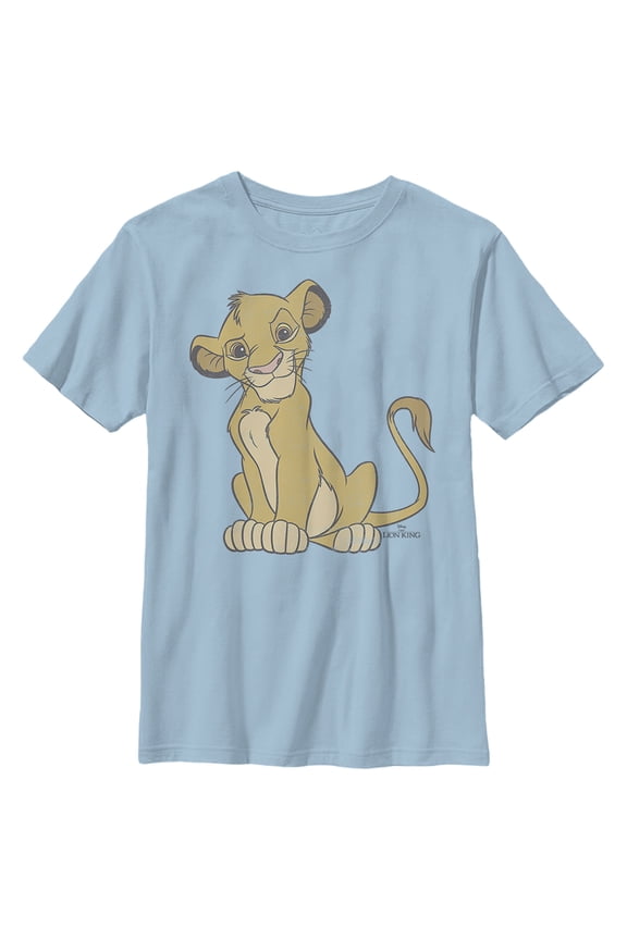 Boy's Lion King Simba Cute and Courageous Graphic Tee Light Blue Medium