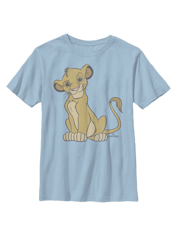 Boy's Lion King Simba Cute and Courageous Graphic Tee Light Blue X Small