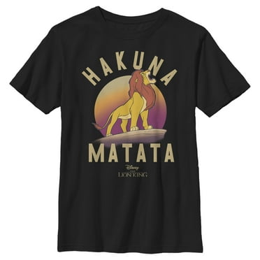 Boy's Lion King Simba Hakuna Matata  Graphic Tee Black Large