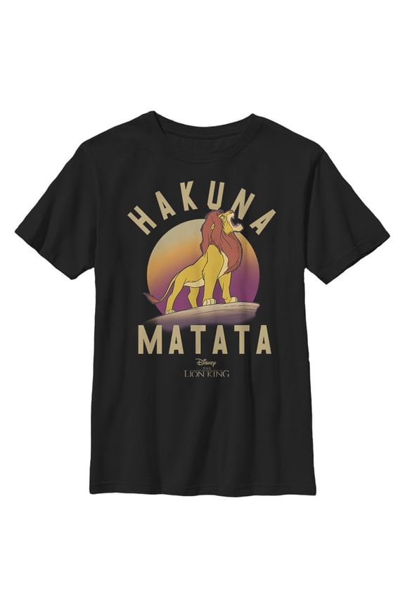 Boy's Lion King Simba Hakuna Matata Graphic Tee Black Medium
