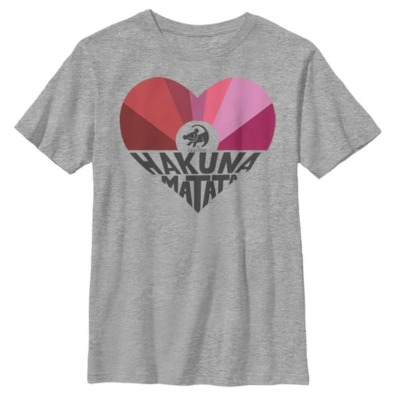 Boy's Lion King Simba Hakuna Matata Heart Graphic Tee Athletic Heather Large
