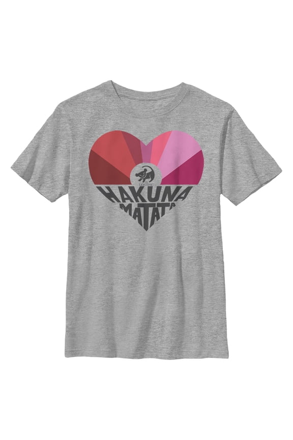 Boy's Lion King Simba Hakuna Matata Heart Graphic Tee Athletic Heather Large
