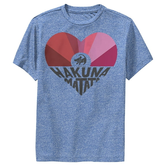 Boy's Lion King Simba Hakuna Matata Heart  Performance Graphic Tee Royal Blue Heather Medium
