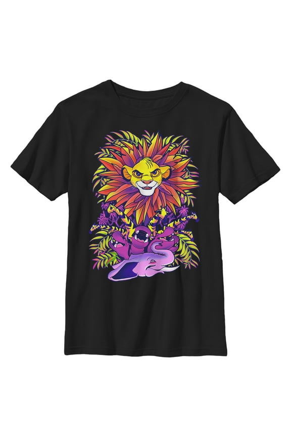 Boy's Lion King Simba Jungle Parade  Graphic Tee Black Large